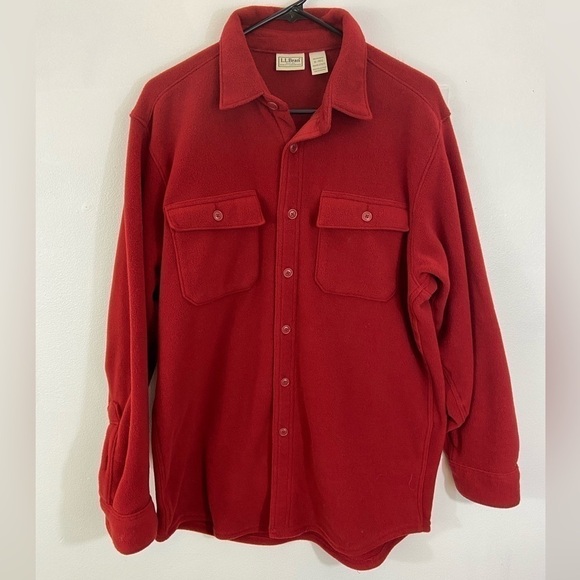 L.L. Bean Other - L.L. Bean Freeport Maine Chamois Button Up Shirt Sz Medium Red Polyester Camp